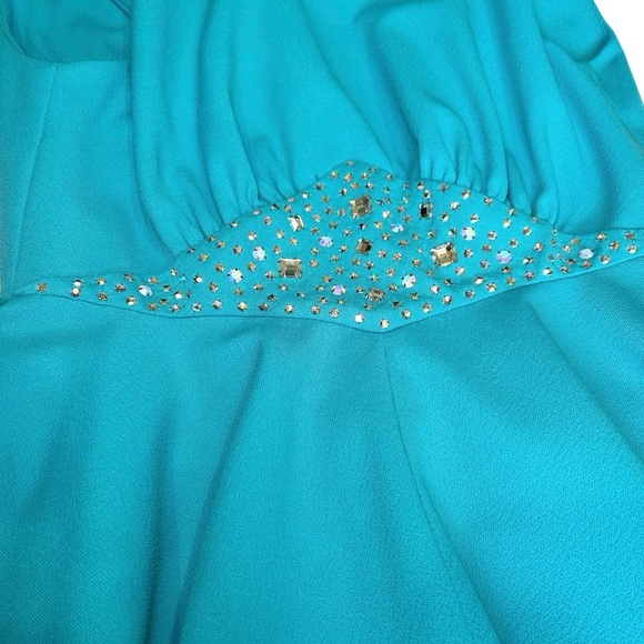 Vintage 1950s 1960s Handmade Blue Rhinestone Sparkle Accented Dress Small/Medium - Picture 11 of 13